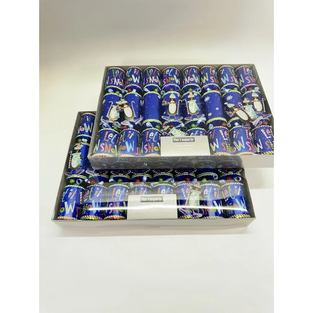 Pier 1 Let It Snow Party Crackers 16 Pc 2 Boxes Penguin Christmas Holiday NOS
